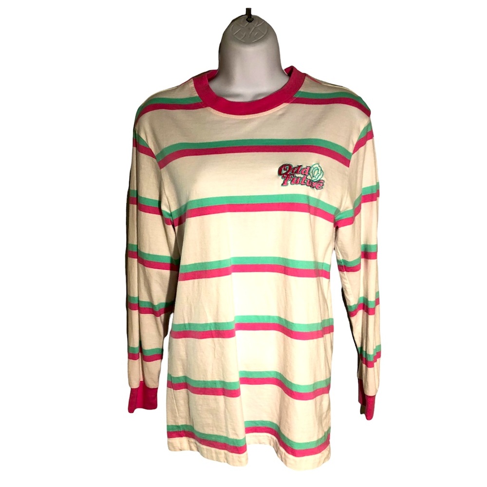 ODD FUTURE OFWGKTA L/S  Shirt S Men Pink Mint Stripe Y2K- retro skateboard